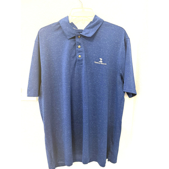 Pebble Beach Polo Shirt Mens XL Blue Heather DRY-LUXE Performance Golf Links - Picture 4 of 6